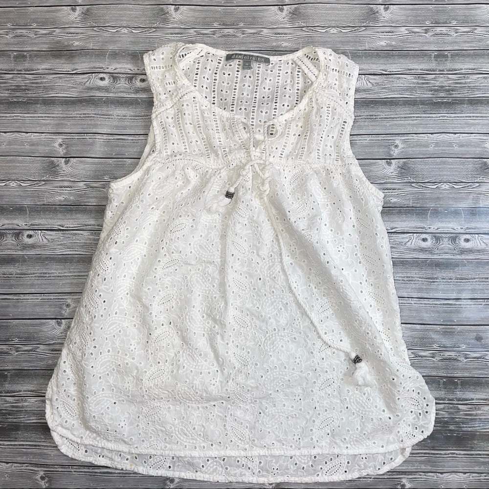 Daniel Rainn - Women Petite Small - White Blouse | 100% Cotton | Spring Fashion